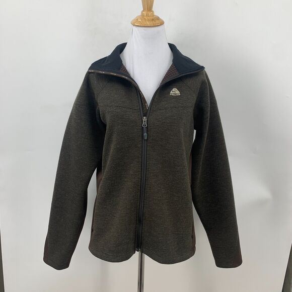 Nike ACG Jacket Womens M Medium Wool Blend Brown Full Zip Microfleece Lined - Picture 2 of 12